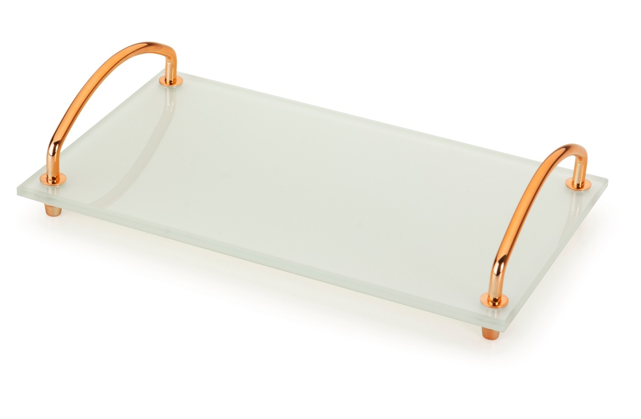 BANDEJA ORGANIZADORA DE BANCADA BRANCA/COBRE 15X25CM BANDEJA ORGANIZADORA DE BANCADA BRANCA/COBRE 15X25CM
