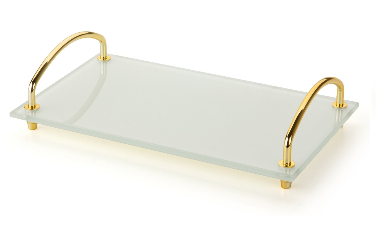 BANDEJA ORGANIZADORA DE BANCADA BRANCA/DOURADA 15X25CM BANDEJA ORGANIZADORA DE BANCADA BRANCA/DOURADA 15X25CM