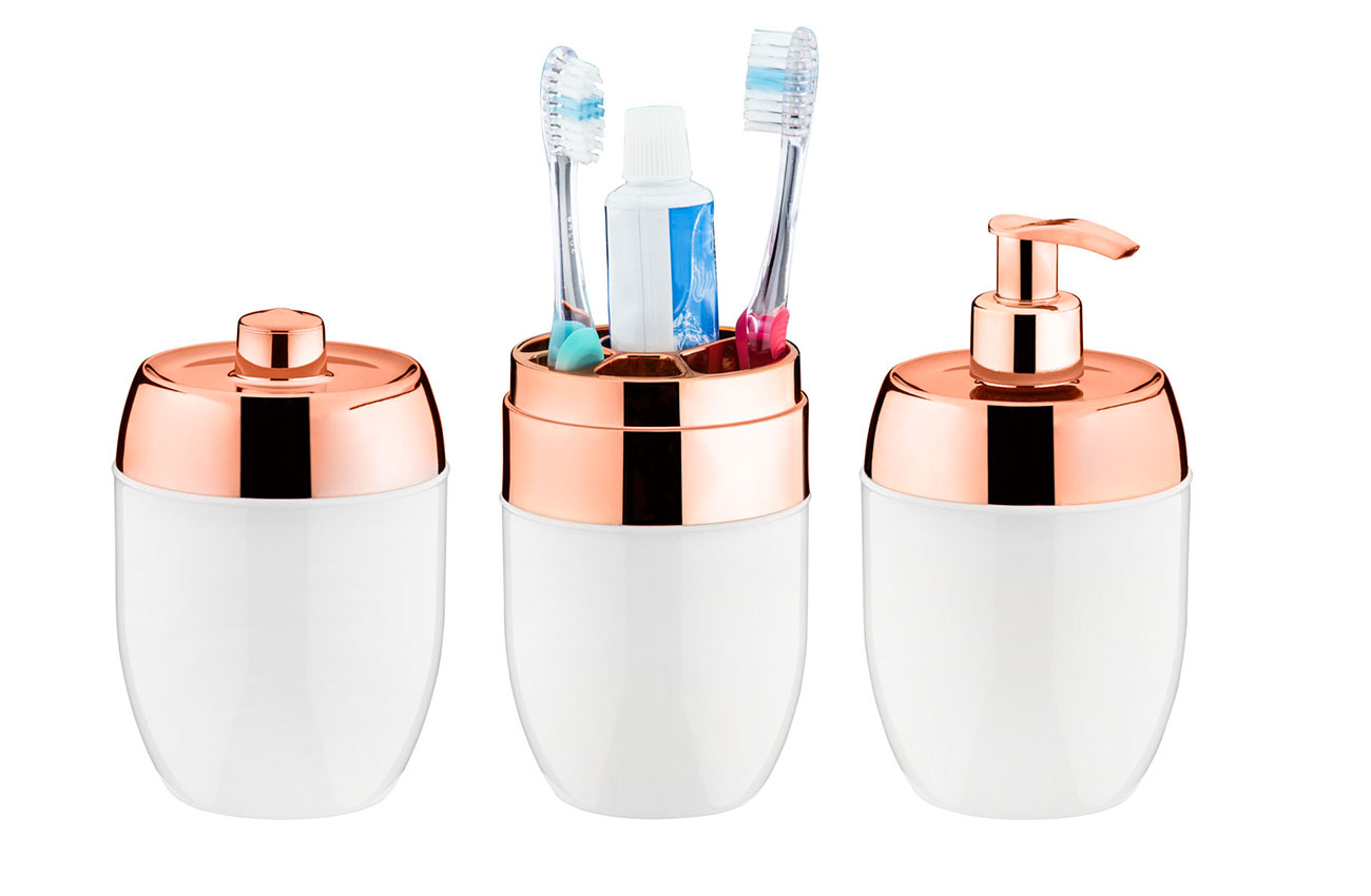 ACESSORIOS P/ LAVABO ACQUASET BRANCO COBRE - 3 PCS ACESSORIOS P/ LAVABO ACQUASET BRANCO COBRE - 3 PCS
