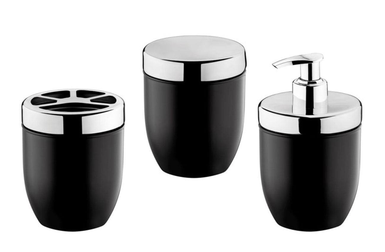 ACESSÓRIOS PARA LAVABO ACQUASET PRETO - 3 PEÇAS