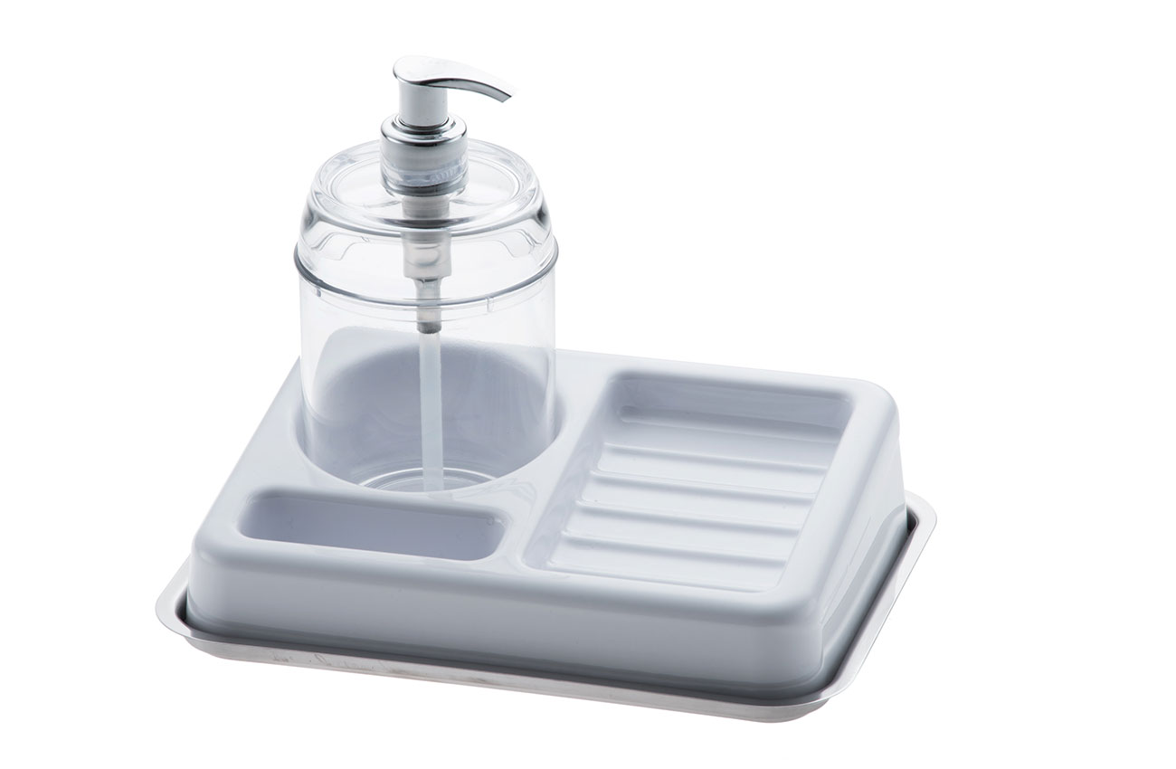 ORGANIZADOR DE PIA COM DISPENSER PARA DETERGENTE 330 ML - BRANCO ORGANIZADOR DE PIA COM DISPENSER PARA DETERGENTE 330 ML - BRANCO