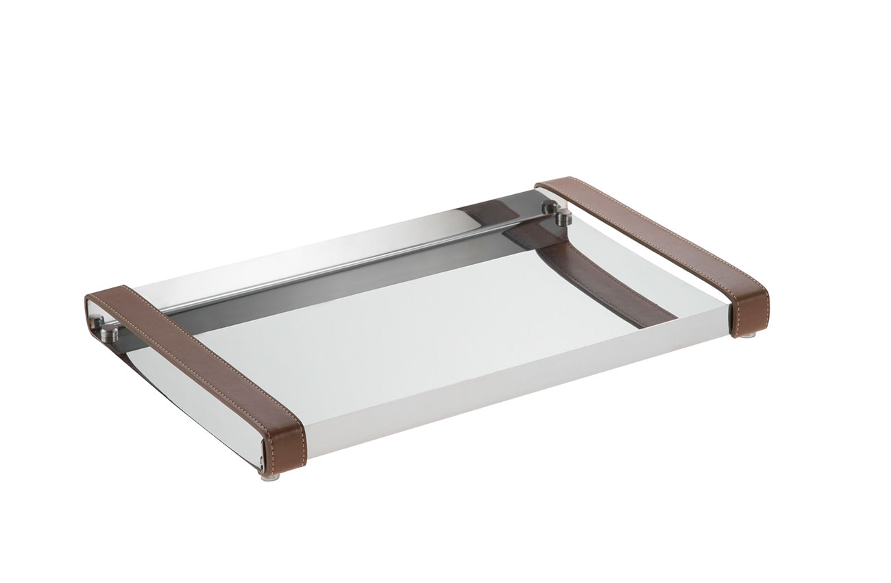 BANDEJA FIRENZE C/ ALÇAS EM COURO 32 X 26,5CM BANDEJA FIRENZE C/ ALÇAS EM COURO 32 X 26,5CM