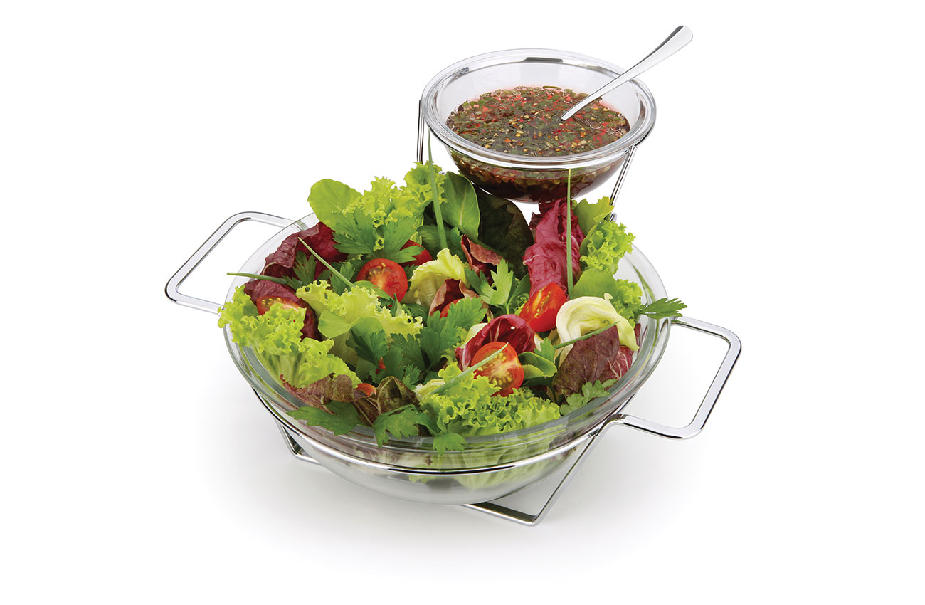 SALADEIRA ANDREA C/ MOLHEIRA E COLHER  - 5 PÇS (3 L E 0,5 L)