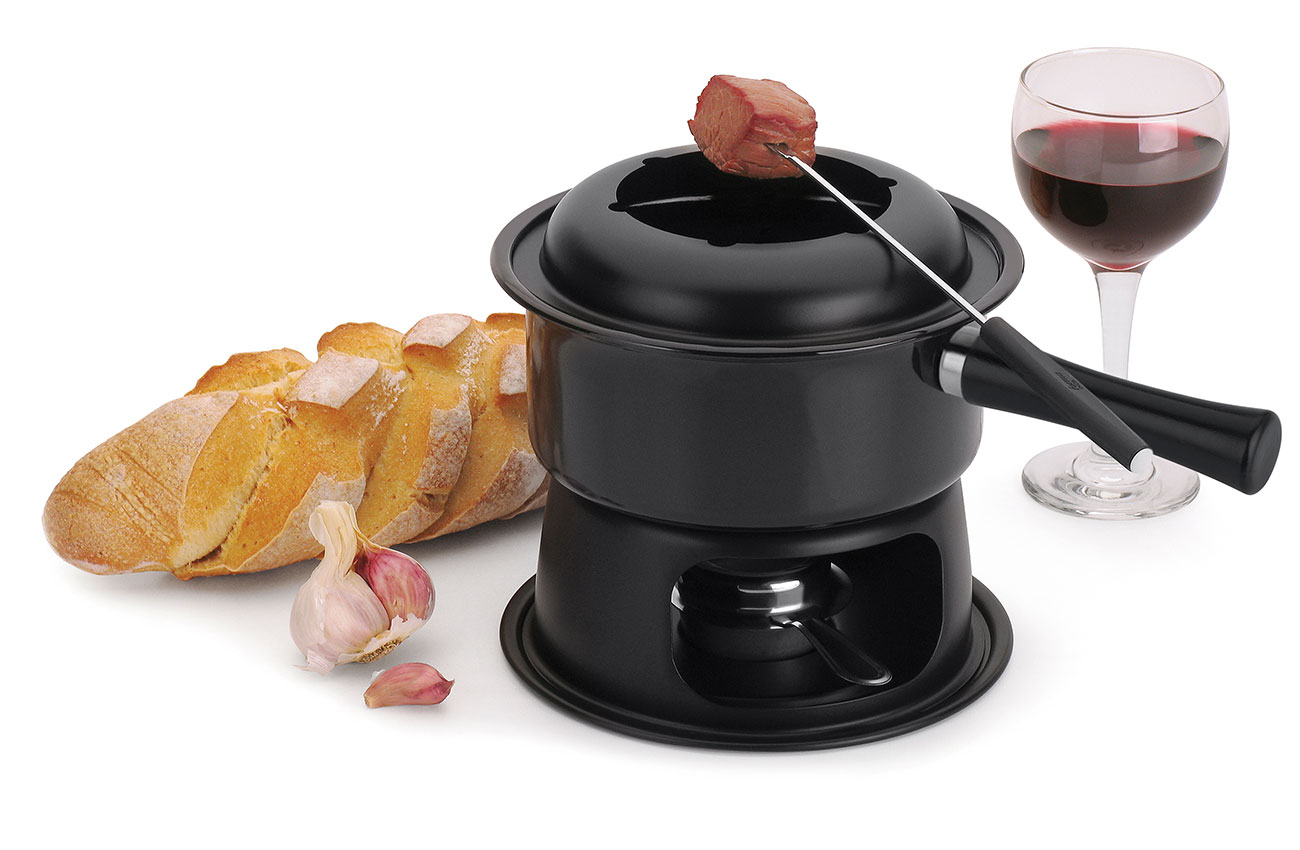 SERVIÇO FONDUE LUGANO - PANELA PRETA 11 PÇS